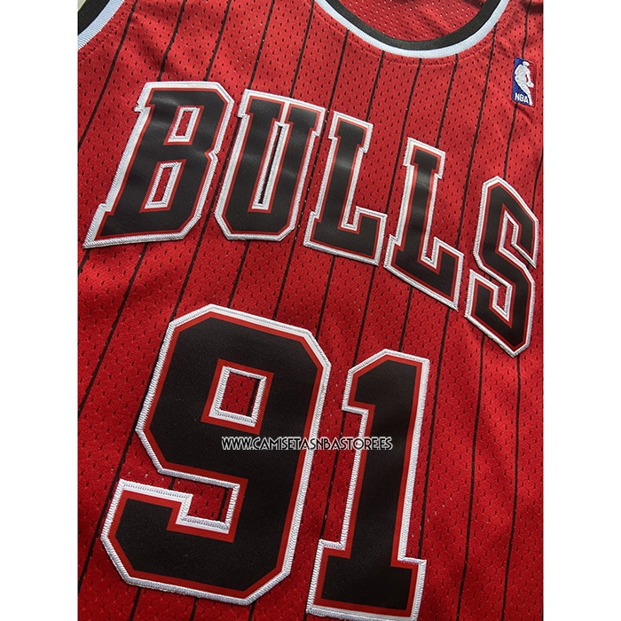 Dennis Rodman NO 91 Camiseta Chicago Bulls Mitchell & Ness 1996-97 Rojo
